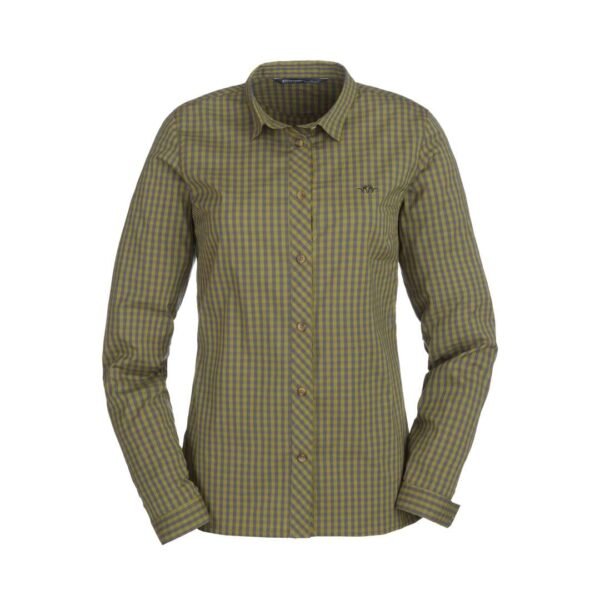 Sergia - Stretch Bluse - Oliv / Grau Kariert